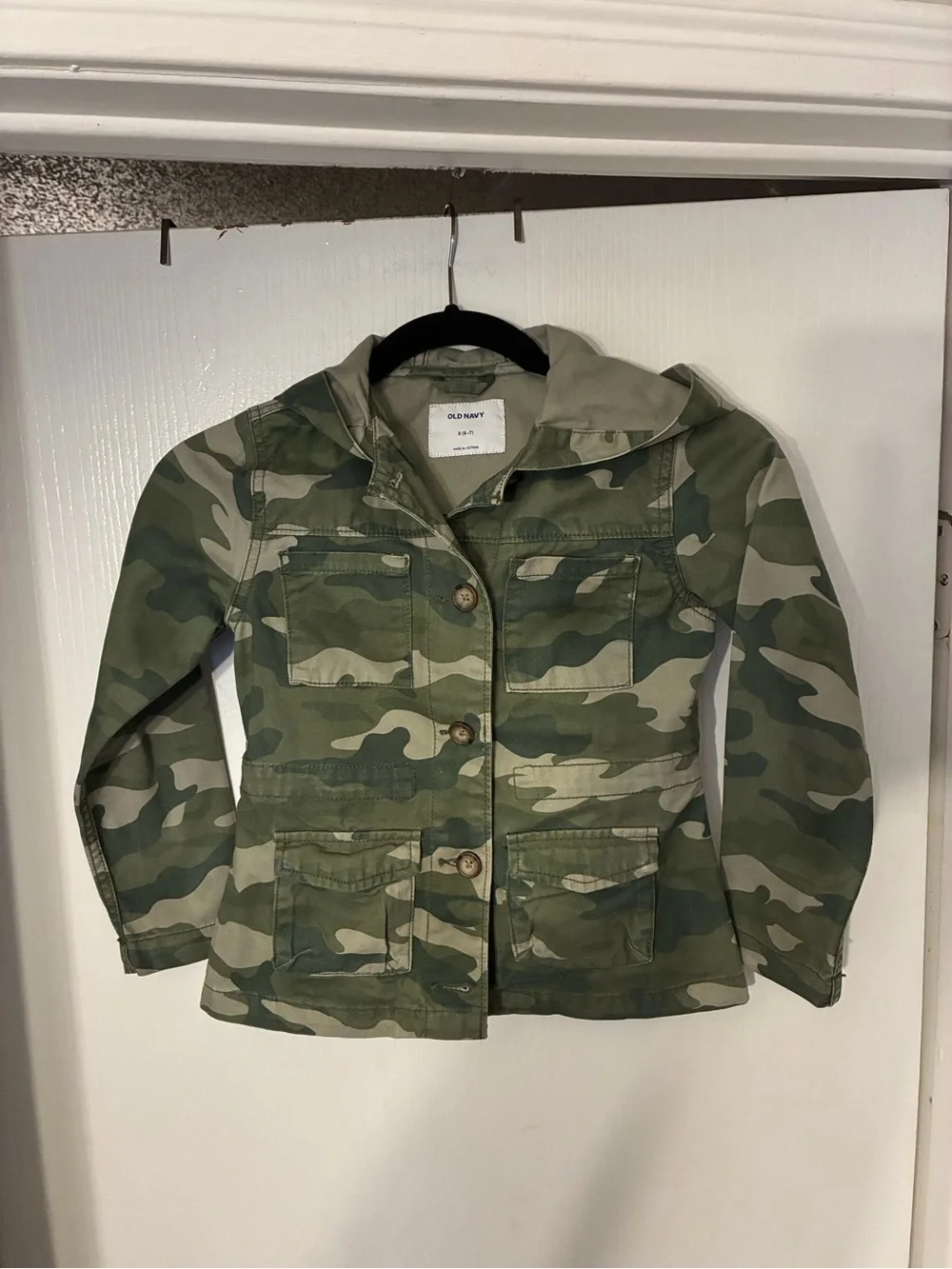 Old Navy Girls Green Camo Hooded Utility Jacket